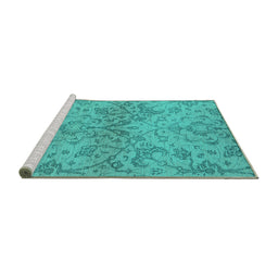 Sideview of Machine Washable Oriental Turquoise Industrial Area Rugs, wshurb964turq