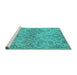 Sideview of Machine Washable Oriental Turquoise Industrial Area Rugs, wshurb964turq