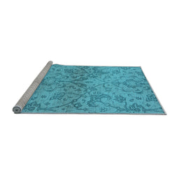 Sideview of Machine Washable Oriental Light Blue Industrial Rug, wshurb964lblu