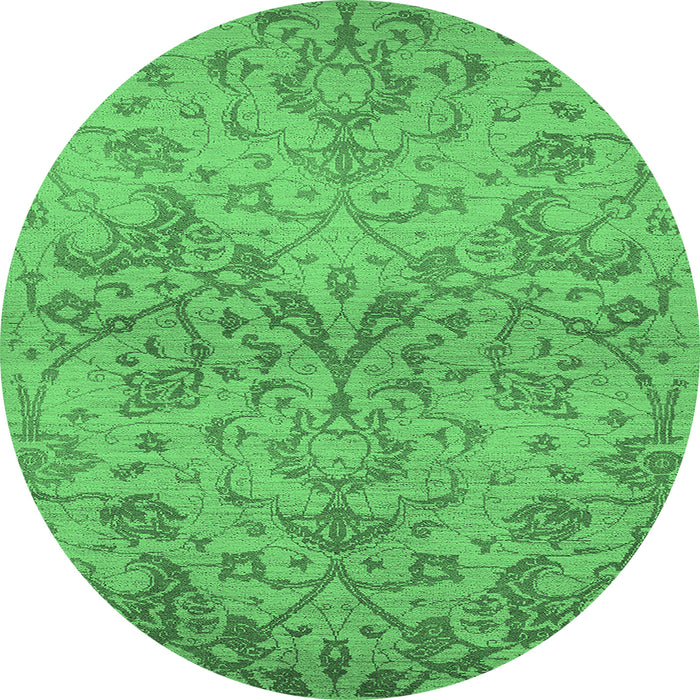 Round Oriental Emerald Green Industrial Rug, urb964emgrn