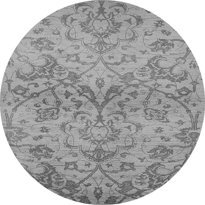 Round Machine Washable Oriental Gray Industrial Rug, wshurb964gry