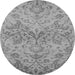 Round Machine Washable Oriental Gray Industrial Rug, wshurb964gry