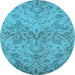 Round Oriental Light Blue Industrial Rug, urb964lblu