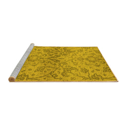 Sideview of Machine Washable Oriental Yellow Industrial Rug, wshurb964yw