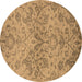 Round Oriental Brown Industrial Rug, urb964brn