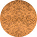 Round Machine Washable Oriental Orange Industrial Area Rugs, wshurb964org