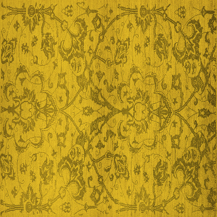 Square Machine Washable Oriental Yellow Industrial Rug, wshurb964yw