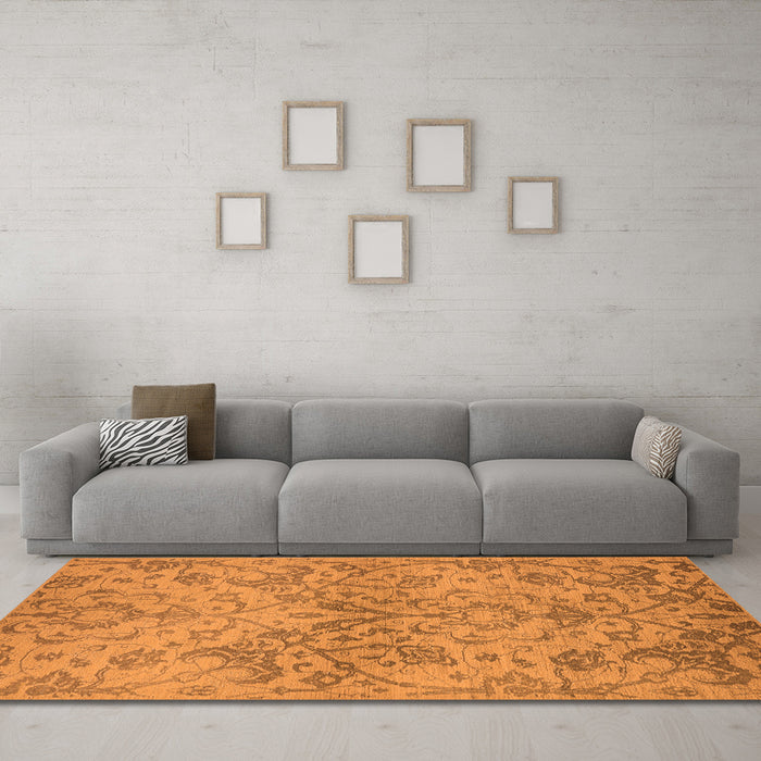 Machine Washable Oriental Orange Industrial Area Rugs in a Living Room, wshurb964org