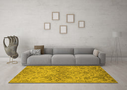 Machine Washable Oriental Yellow Industrial Rug in a Living Room, wshurb964yw