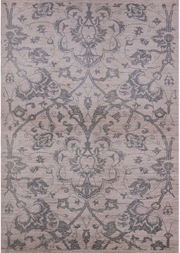 Mid-Century Modern Silver Pink Oriental Rug, urb964