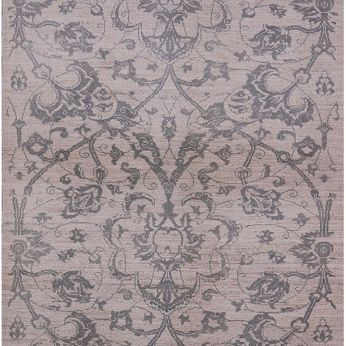 Mid-Century Modern Silver Pink Oriental Rug, urb964