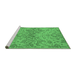 Sideview of Machine Washable Oriental Emerald Green Industrial Area Rugs, wshurb964emgrn