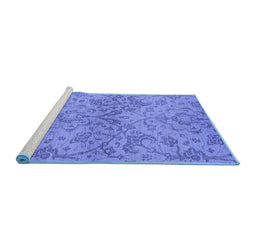 Sideview of Machine Washable Oriental Blue Industrial Rug, wshurb964blu