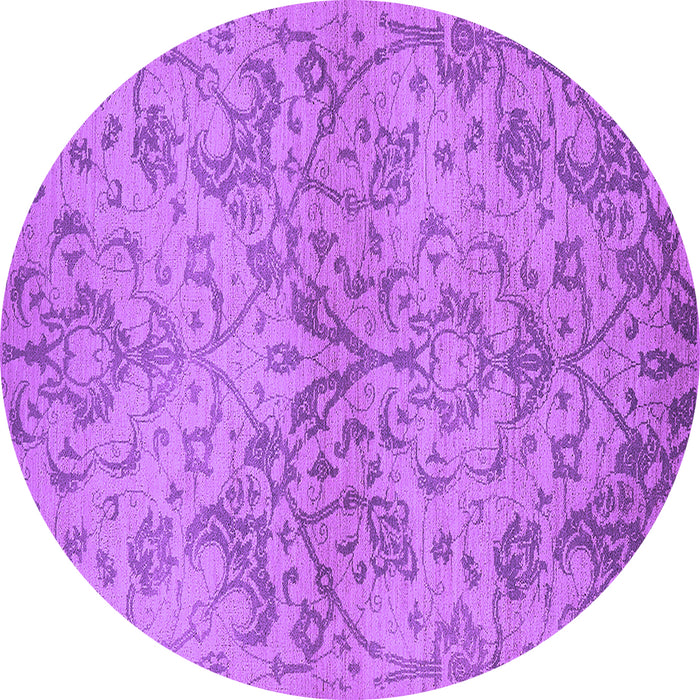 Round Machine Washable Oriental Purple Industrial Area Rugs, wshurb964pur
