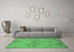 Machine Washable Oriental Emerald Green Industrial Area Rugs in a Living Room,, wshurb964emgrn