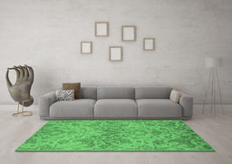 Machine Washable Oriental Emerald Green Industrial Area Rugs in a Living Room,, wshurb964emgrn