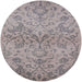 Round Mid-Century Modern Silver Pink Oriental Rug, urb964