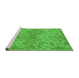 Sideview of Machine Washable Oriental Green Industrial Area Rugs, wshurb964grn
