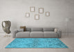 Machine Washable Oriental Light Blue Industrial Rug in a Living Room, wshurb964lblu