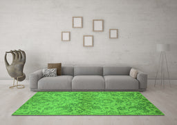 Machine Washable Oriental Green Industrial Area Rugs in a Living Room,, wshurb964grn