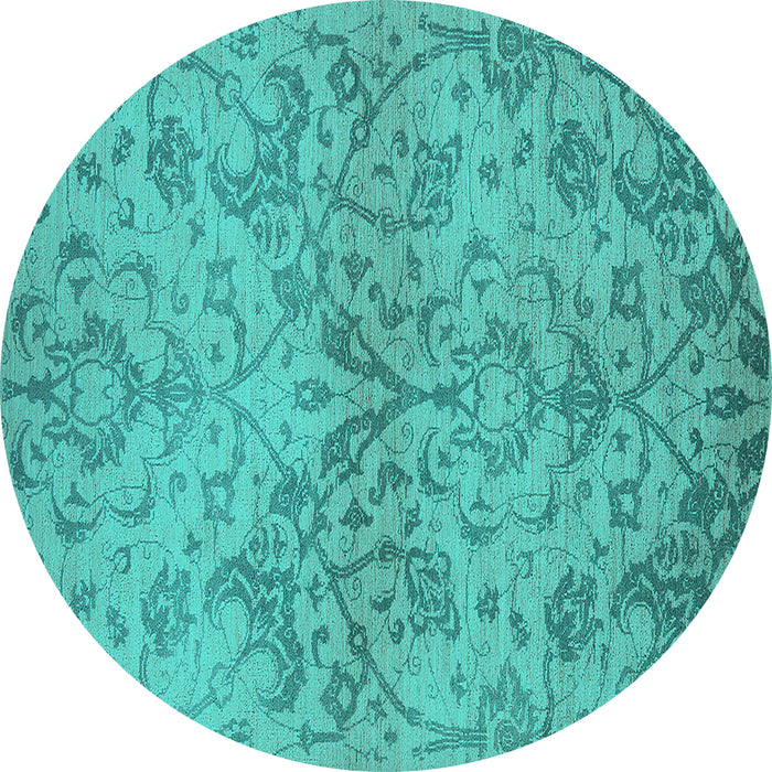Round Oriental Turquoise Industrial Rug, urb964turq