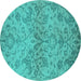 Round Oriental Turquoise Industrial Rug, urb964turq