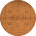 Round Machine Washable Oriental Orange Industrial Area Rugs, wshurb965org