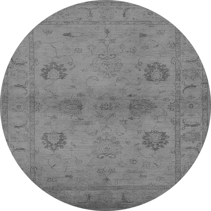 Round Machine Washable Oriental Gray Industrial Rug, wshurb965gry