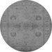 Round Machine Washable Oriental Gray Industrial Rug, wshurb965gry