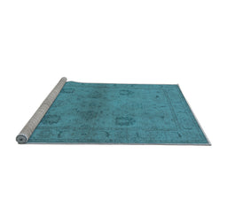 Sideview of Machine Washable Oriental Light Blue Industrial Rug, wshurb965lblu