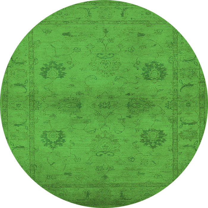 Round Oriental Green Industrial Rug, urb965grn