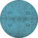 Round Oriental Light Blue Industrial Rug, urb965lblu