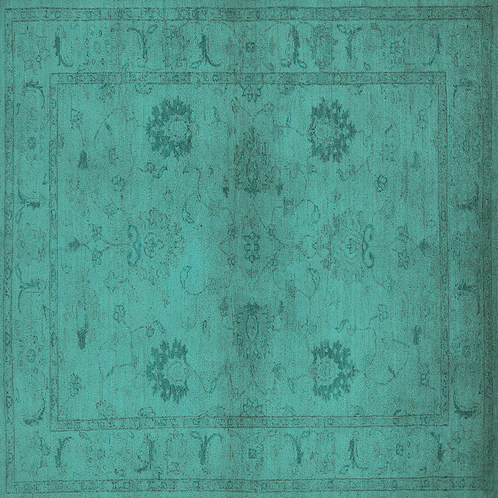 Square Machine Washable Oriental Turquoise Industrial Area Rugs, wshurb965turq