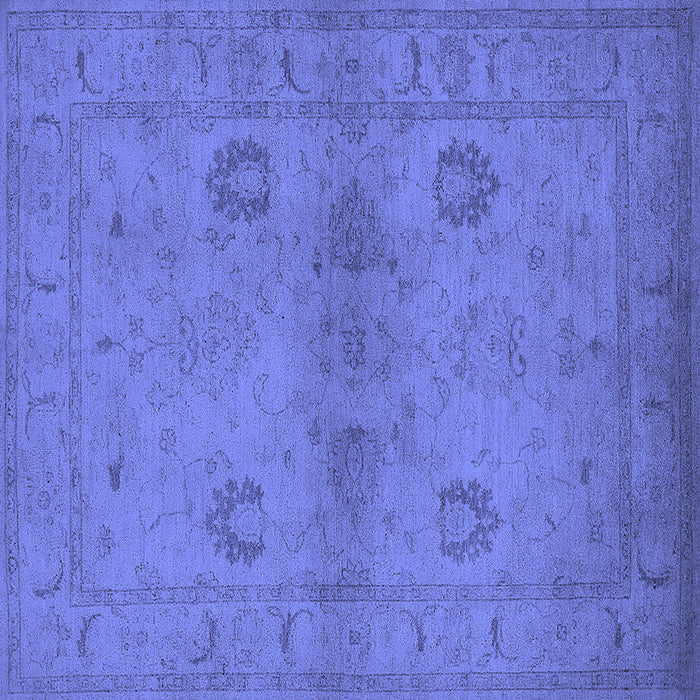 Square Machine Washable Oriental Blue Industrial Rug, wshurb965blu