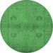 Round Oriental Emerald Green Industrial Rug, urb965emgrn