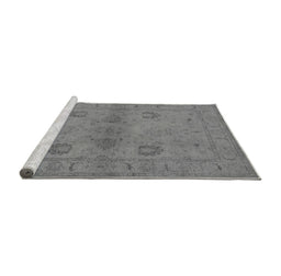 Sideview of Machine Washable Oriental Gray Industrial Rug, wshurb965gry