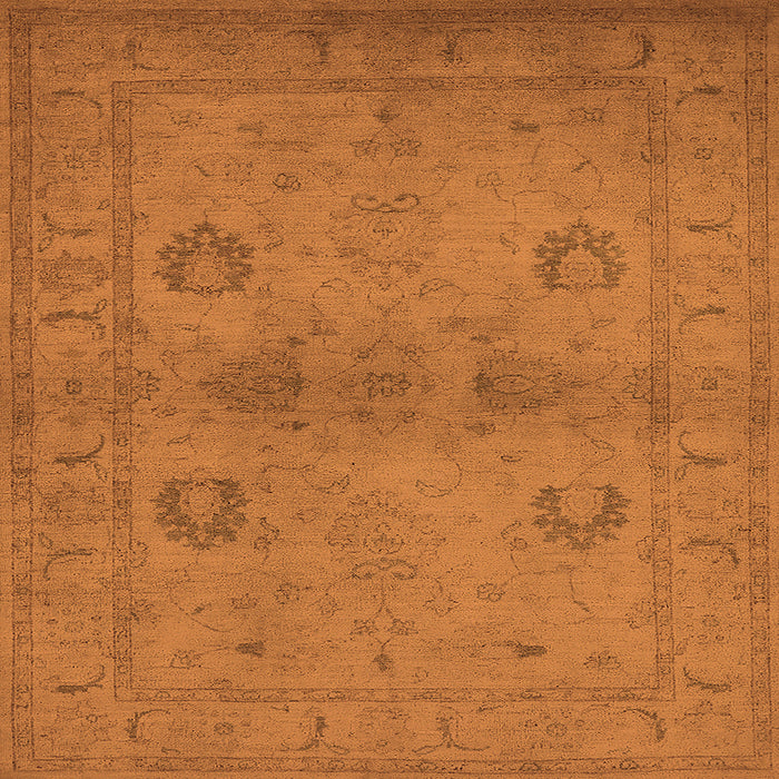 Square Machine Washable Oriental Orange Industrial Area Rugs, wshurb965org