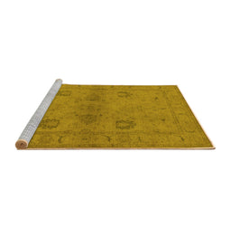 Sideview of Machine Washable Oriental Yellow Industrial Rug, wshurb965yw