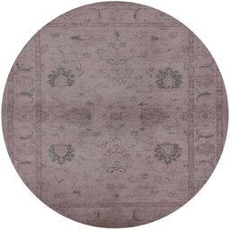 Round Machine Washable Industrial Modern Mauve Taupe Purple Rug, wshurb965