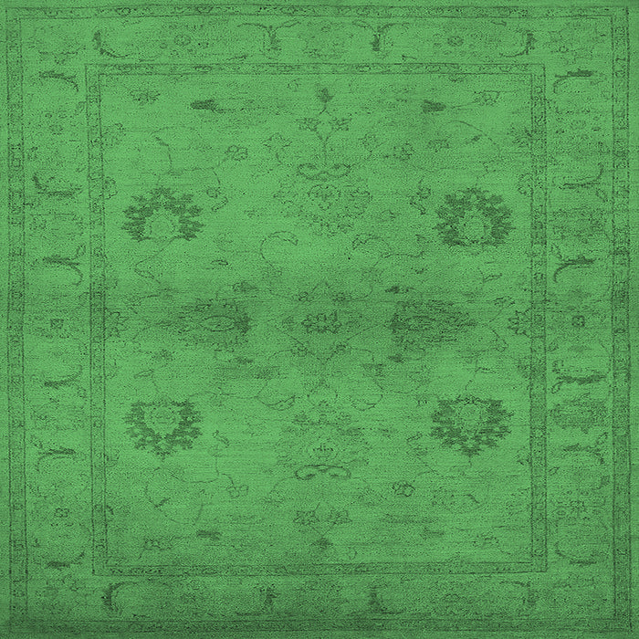 Square Machine Washable Oriental Emerald Green Industrial Area Rugs, wshurb965emgrn