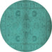 Round Oriental Turquoise Industrial Rug, urb965turq