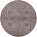 Round Mid-Century Modern Mauve Taupe Purple Oriental Rug, urb965