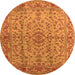 Round Machine Washable Oriental Orange Industrial Area Rugs, wshurb966org