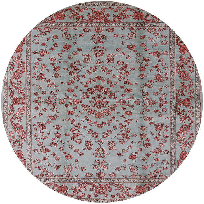 Round Mid-Century Modern Dark Gray Oriental Rug, urb966