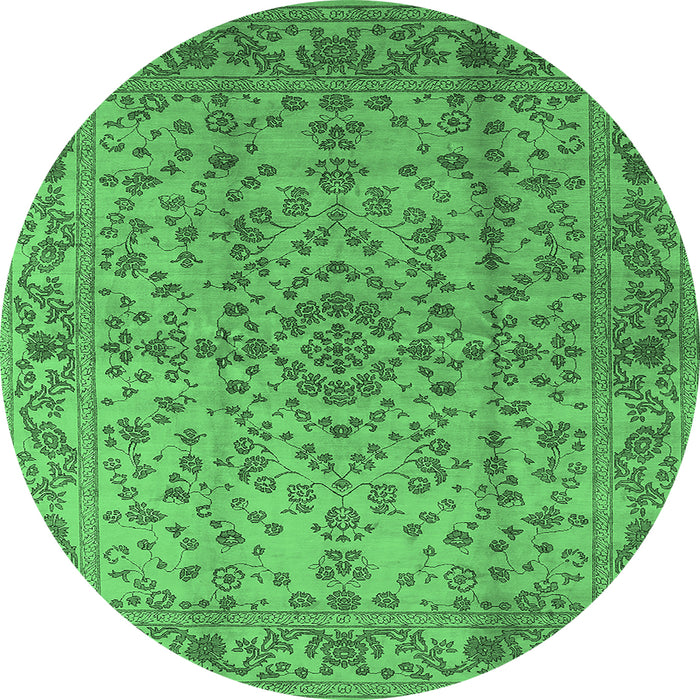 Round Oriental Emerald Green Industrial Rug, urb966emgrn