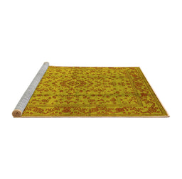 Sideview of Machine Washable Oriental Yellow Industrial Rug, wshurb966yw
