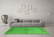 Machine Washable Oriental Green Industrial Area Rugs in a Living Room,, wshurb966grn