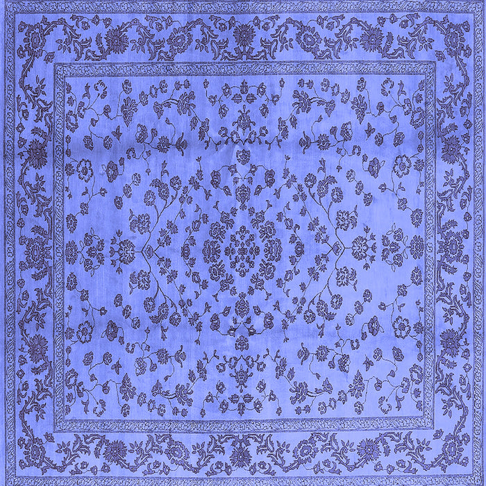 Square Machine Washable Oriental Blue Industrial Rug, wshurb966blu