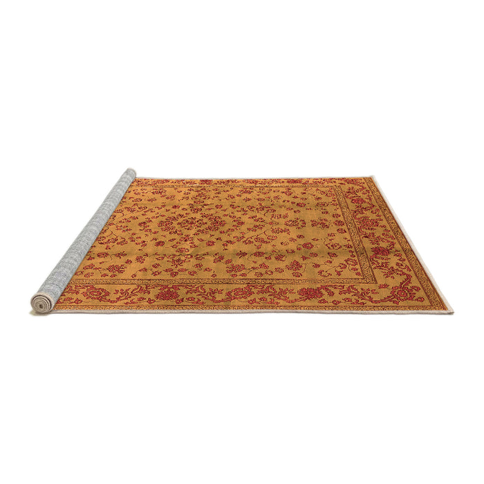 Sideview of Machine Washable Oriental Orange Industrial Area Rugs, wshurb966org