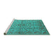 Sideview of Machine Washable Oriental Turquoise Industrial Area Rugs, wshurb966turq